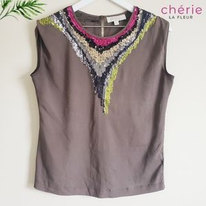 Olive & Oak | Anthropologie Neon Sequin Blouse